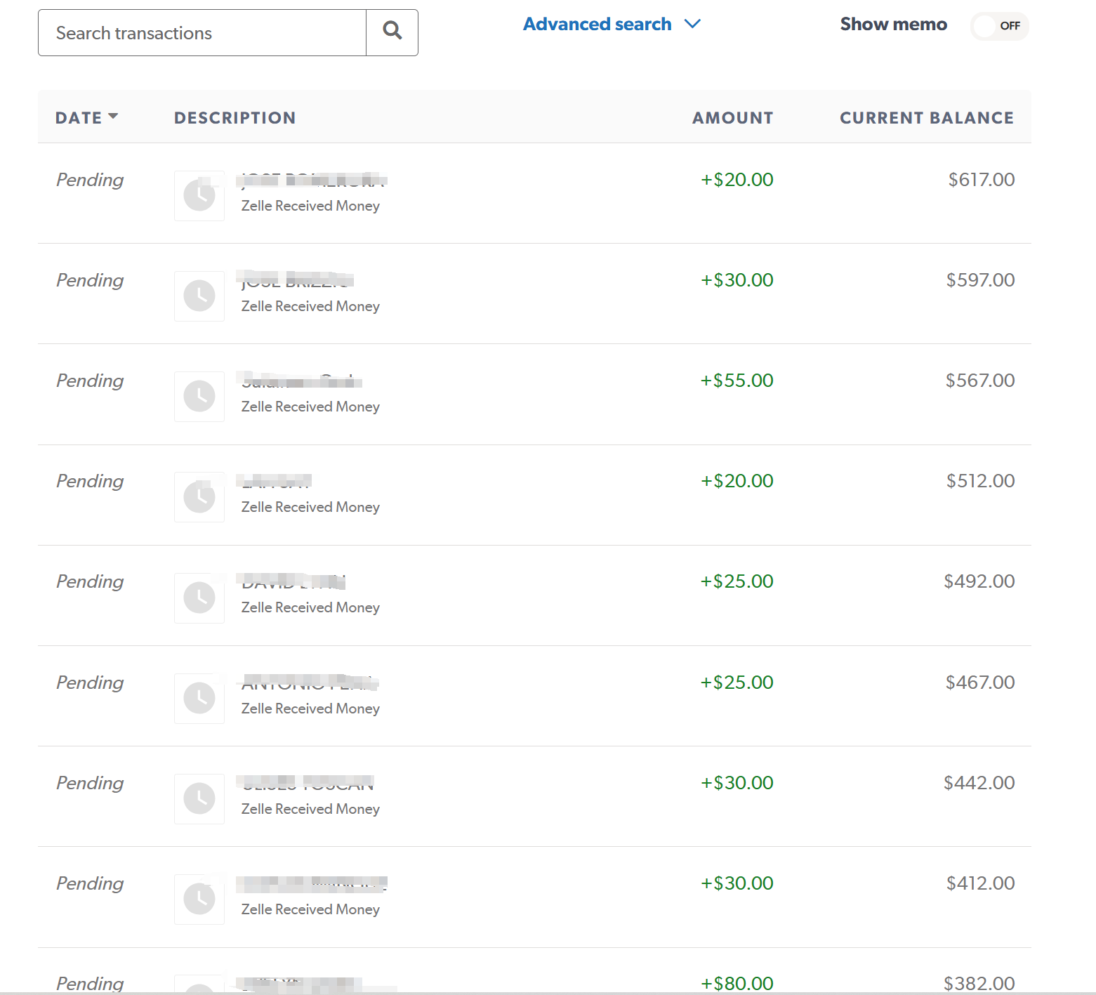 Zelle Transfer Screenshot